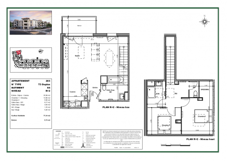 203 T3 duplex - Résidence à Biganos