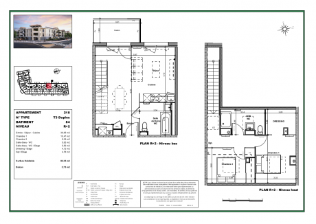 218 T3 duplex - Résidence à Biganos